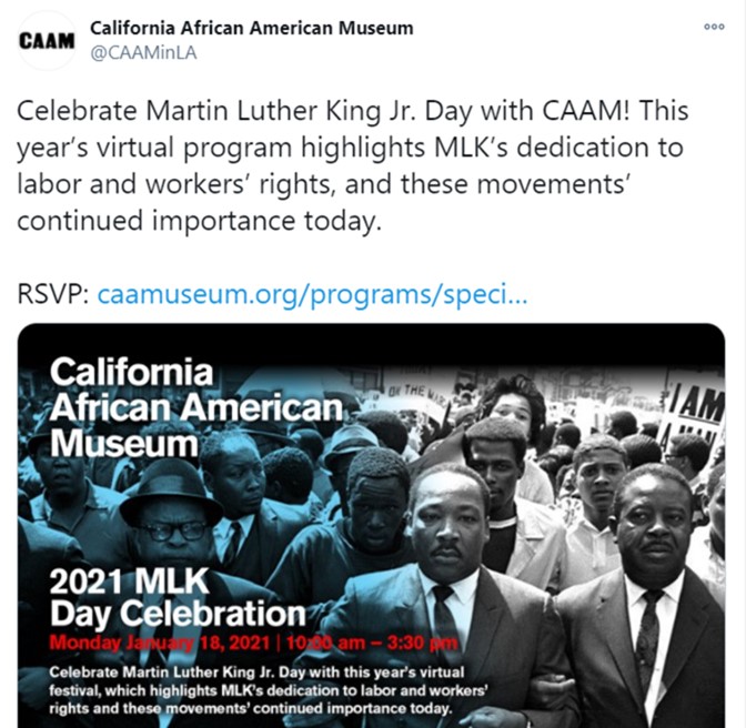 Image of tweet featuring MLK